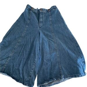 Vintage Time & Time again 24” W Cotton denim wide flare leg long Culotte Shorts